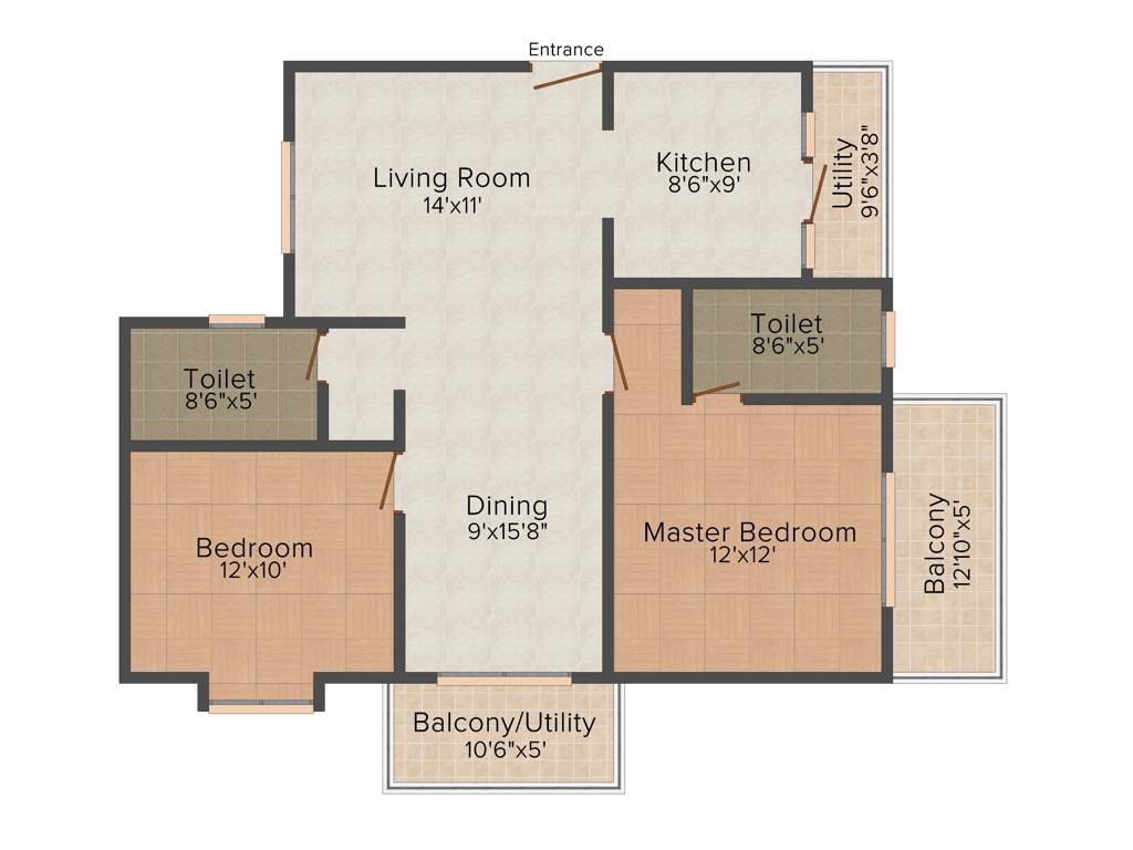 I Land Expressions (2BHK+2T (1,195 sq ft) 1195 sq ft)