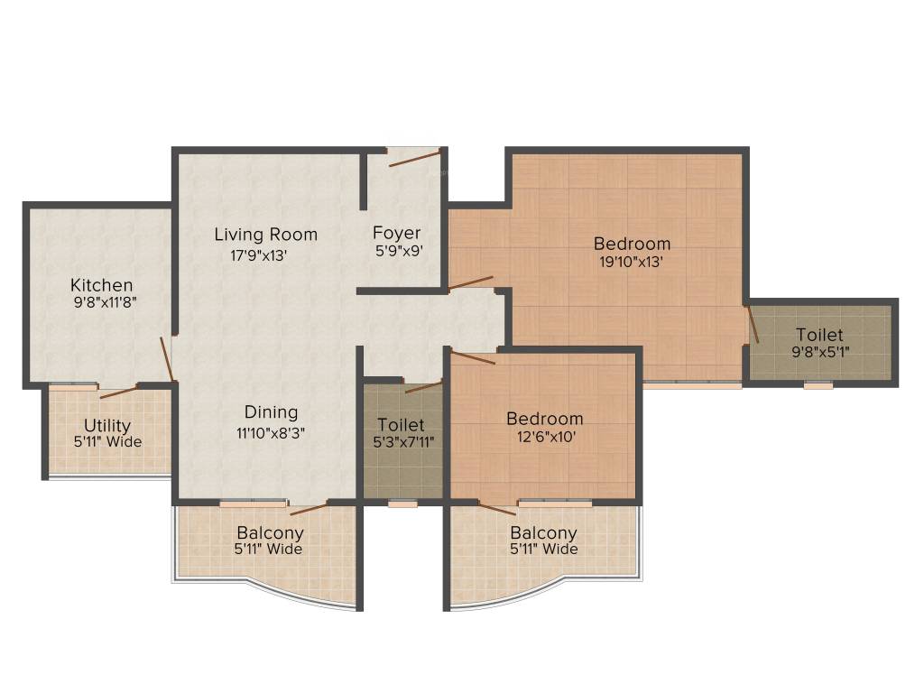 HM Indigo (2BHK+2T (1,466 sq ft) 1466 sq ft)