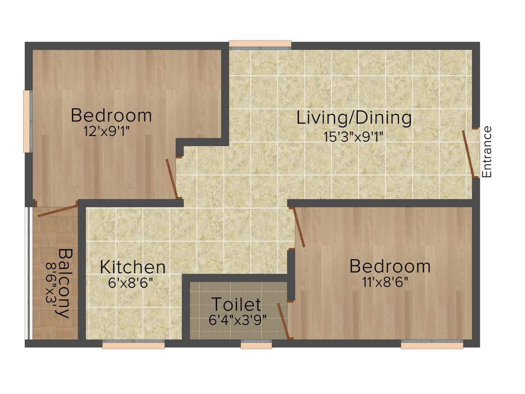 Aara Rain Tree (2BHK+1T (745 sq ft) 745 sq ft)