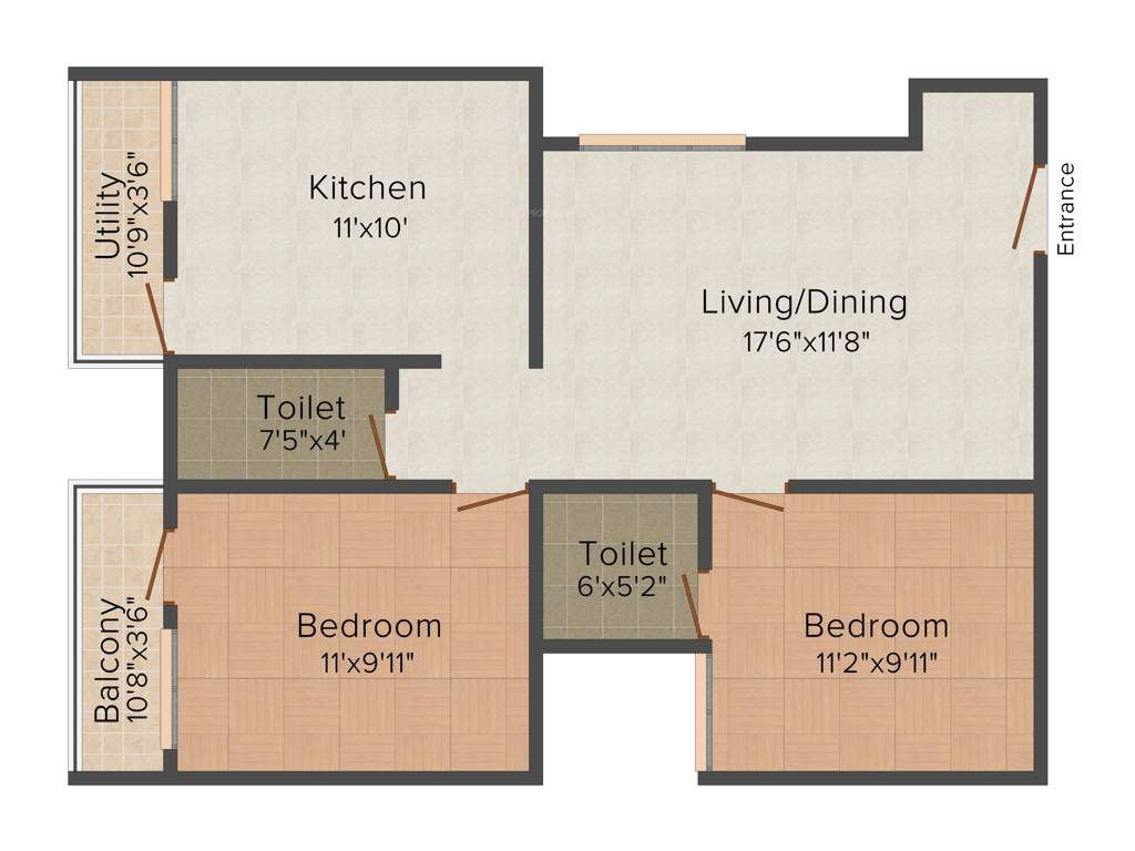 Aara Venus Orchid (2BHK+2T (970 sq ft) 970 sq ft)