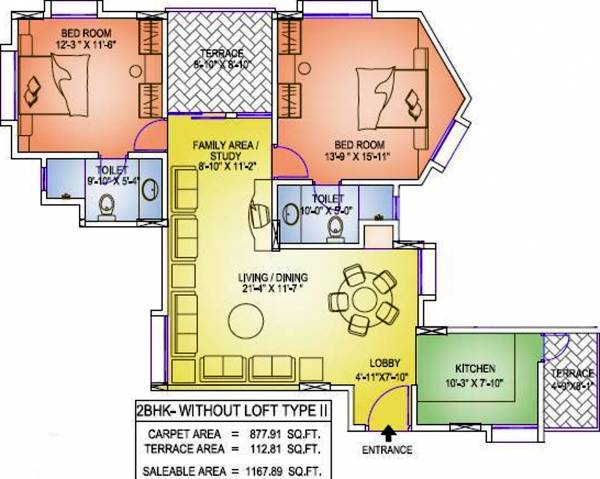 Geras Emerald City (2BHK+2T (1,167 sq ft) 1167 sq ft)