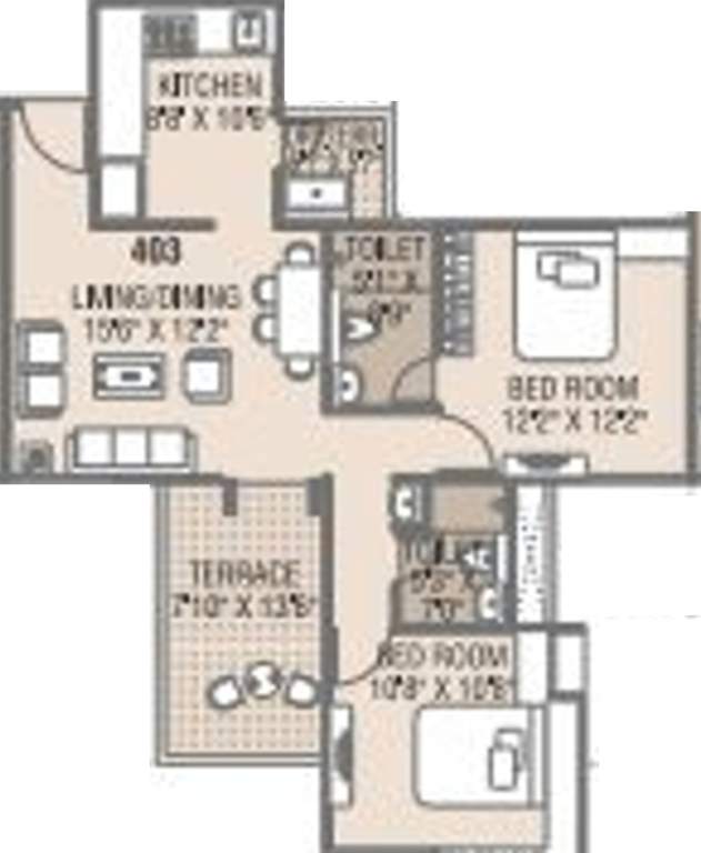 Urban Polaris (2BHK+2T (1,130 sq ft) 1130 sq ft)