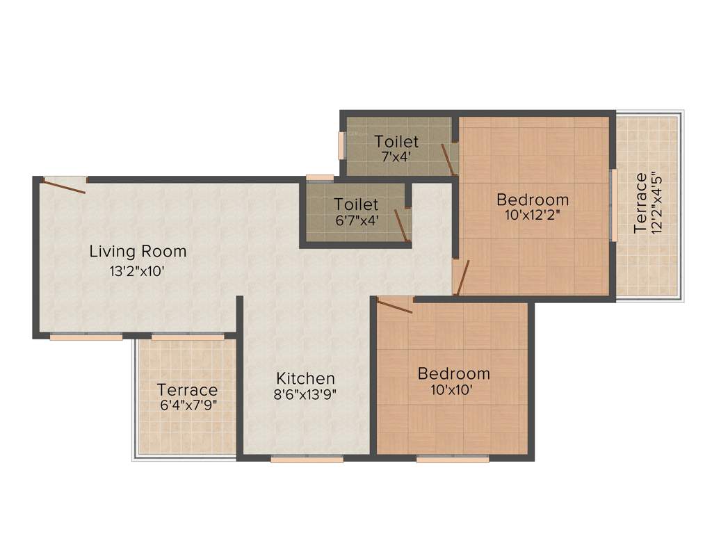 Anant Prayag Landbreeze (2BHK+2T (842 sq ft) 842 sq ft)