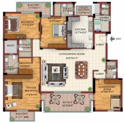 DLF Select Homes (4BHK+5T (3,380 sq ft)   Servant Room 3380 sq ft)