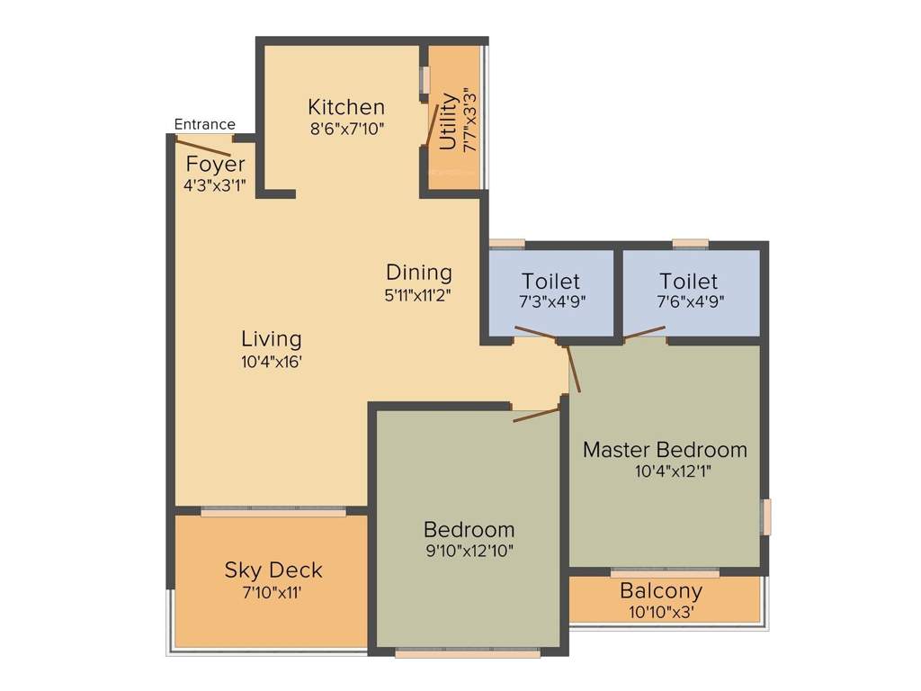 Keya The Green Terraces (2BHK+2T (1,120 sq ft) 1120 sq ft)