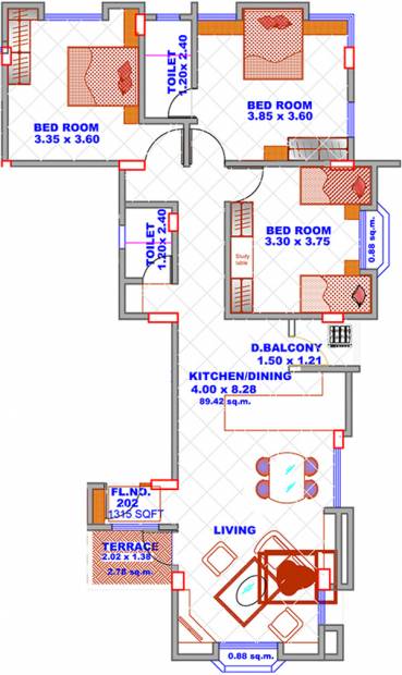 NG Jai Ravi Apartment (3BHK+2T (1,315 sq ft) 1315 sq ft)