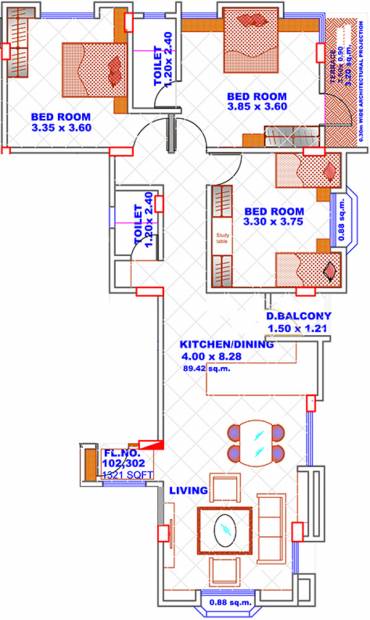 NG Jai Ravi Apartment (3BHK+2T (1,321 sq ft) 1321 sq ft)