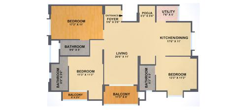 Green Eutopia (3BHK+3T (1,750 sq ft)   Pooja Room 1750 sq ft)