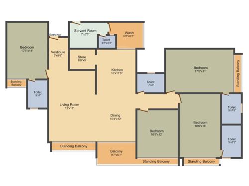 Gala Marvella (4BHK+5T (2,775 sq ft) + Servant Room 2775 sq ft)