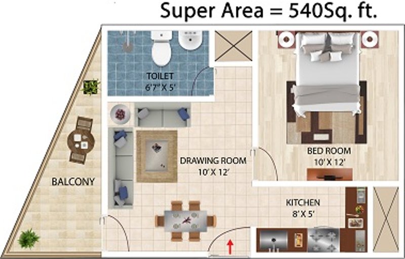AKH Royal Apartment (1BHK+1T (540 sq ft) 540 sq ft)
