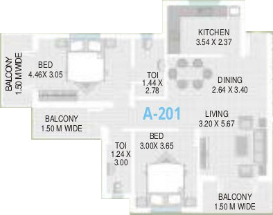 Saldanha Orchid (2BHK+2T (1,131 sq ft) 1131 sq ft)