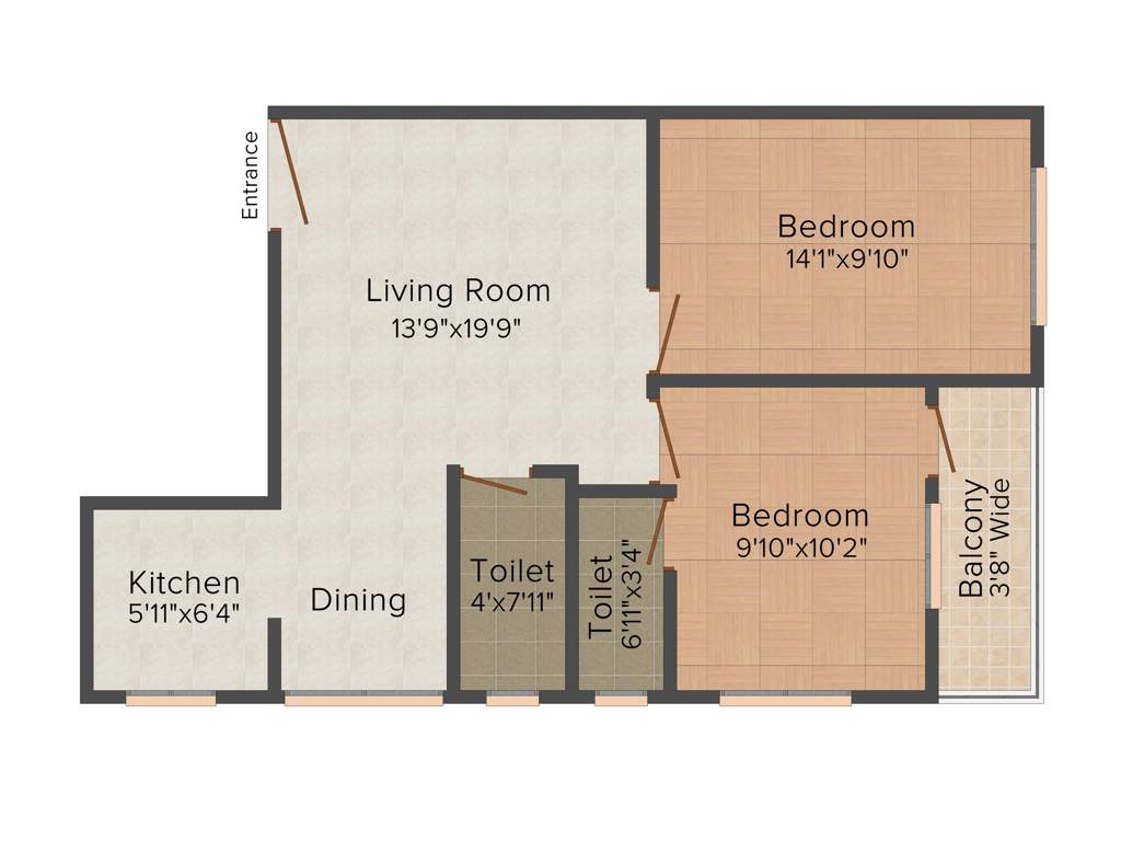 Rechi Jaya Apartment (2BHK+2T (933 sq ft) 933 sq ft)