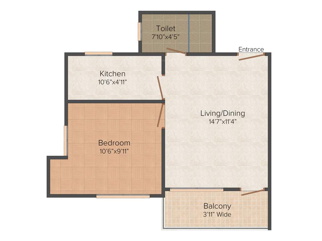 Abira Confiar (1BHK+1T (615 sq ft) 615 sq ft)