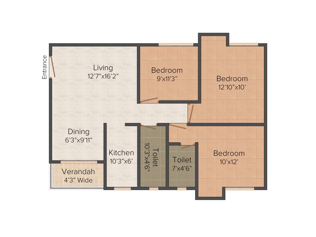 Bhawani Sunvalley (3BHK+2T (1,273 sq ft) 1273 sq ft)
