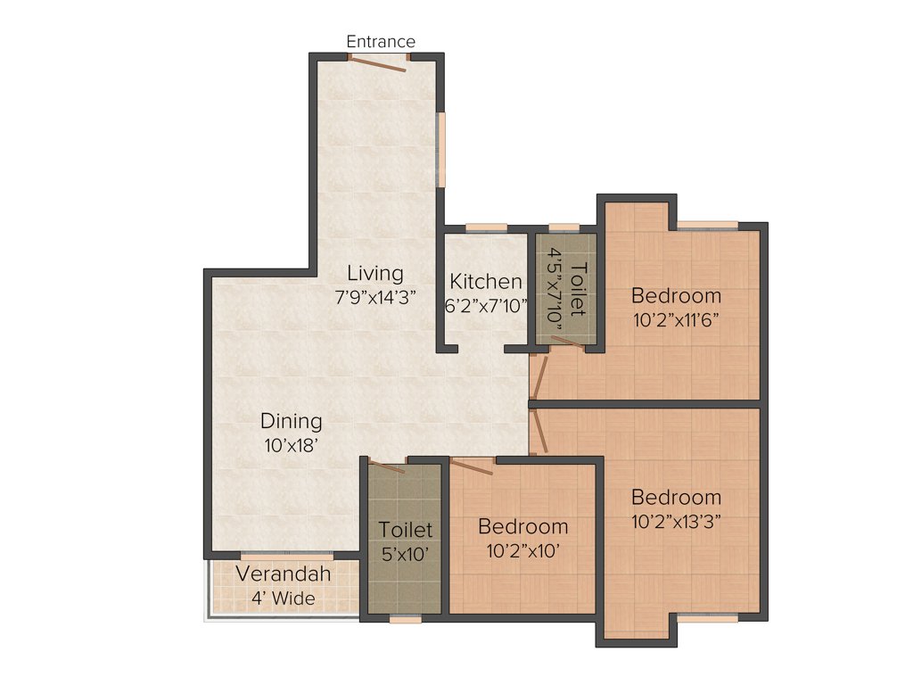 Bhawani Sunvalley (3BHK+2T (1,414 sq ft) 1414 sq ft)
