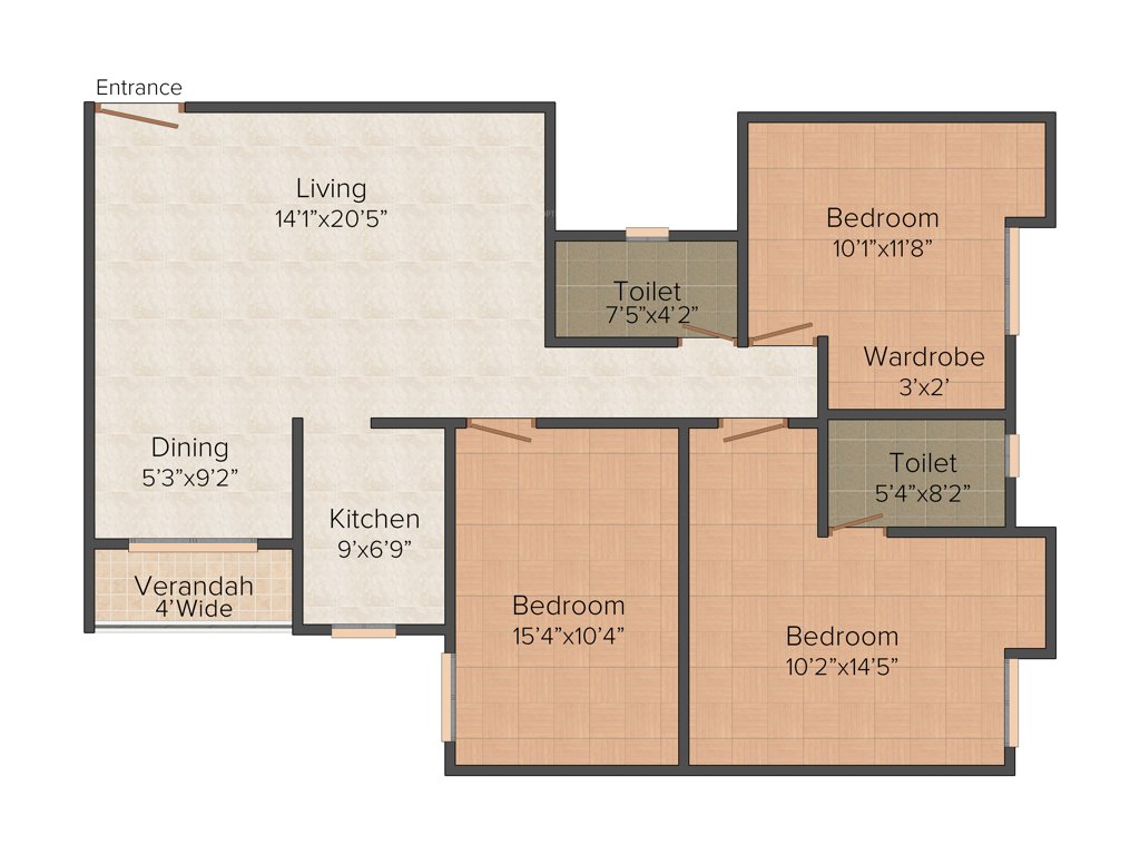 Bhawani Sunvalley (3BHK+2T (1,537 sq ft) 1537 sq ft)