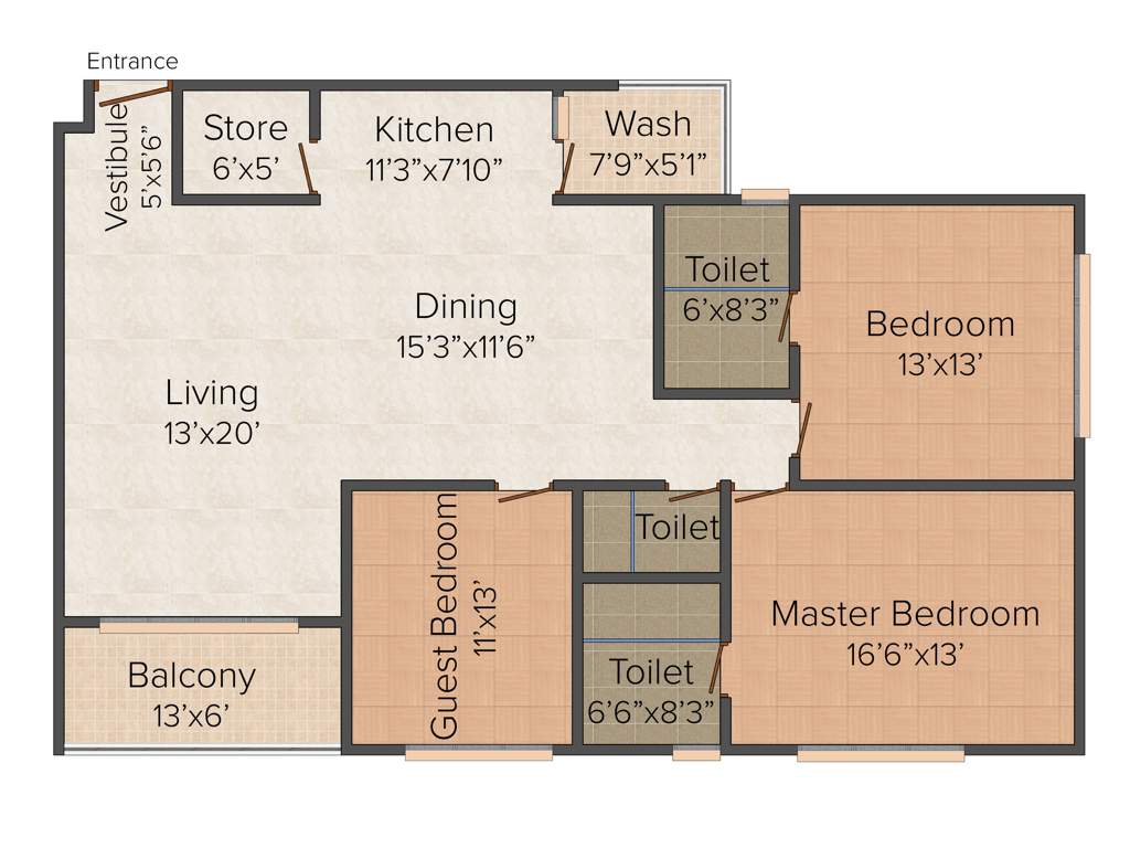 Advance Le Jardin (3BHK+3T (2,500 sq ft) 2500 sq ft)