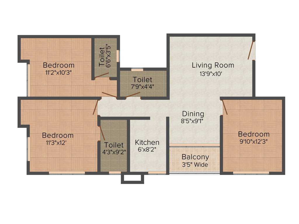 Aspirations Serenity (3BHK+3T (1,364 sq ft) 1364 sq ft)