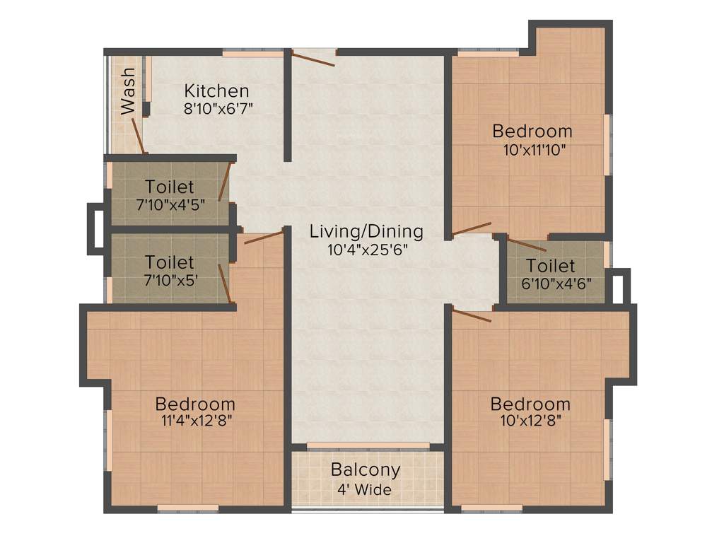 Aspirations Serenity (3BHK+3T (1,408 sq ft) 1408 sq ft)