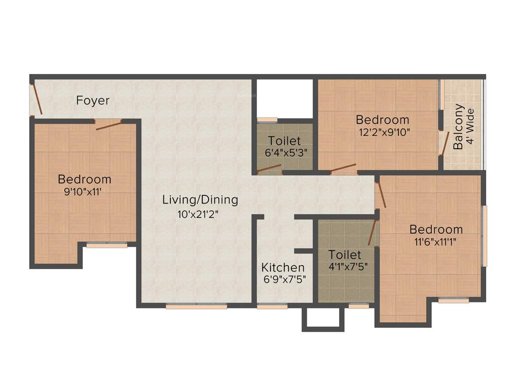 Aspirations Serenity (3BHK+2T (1,203 sq ft) 1203 sq ft)