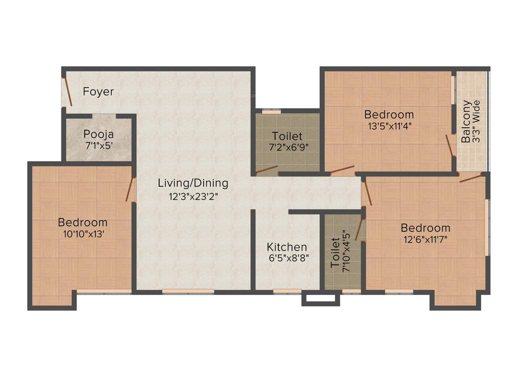 Aspirations Serenity (3BHK+2T (1,487 sq ft) + Pooja Room 1487 sq ft)