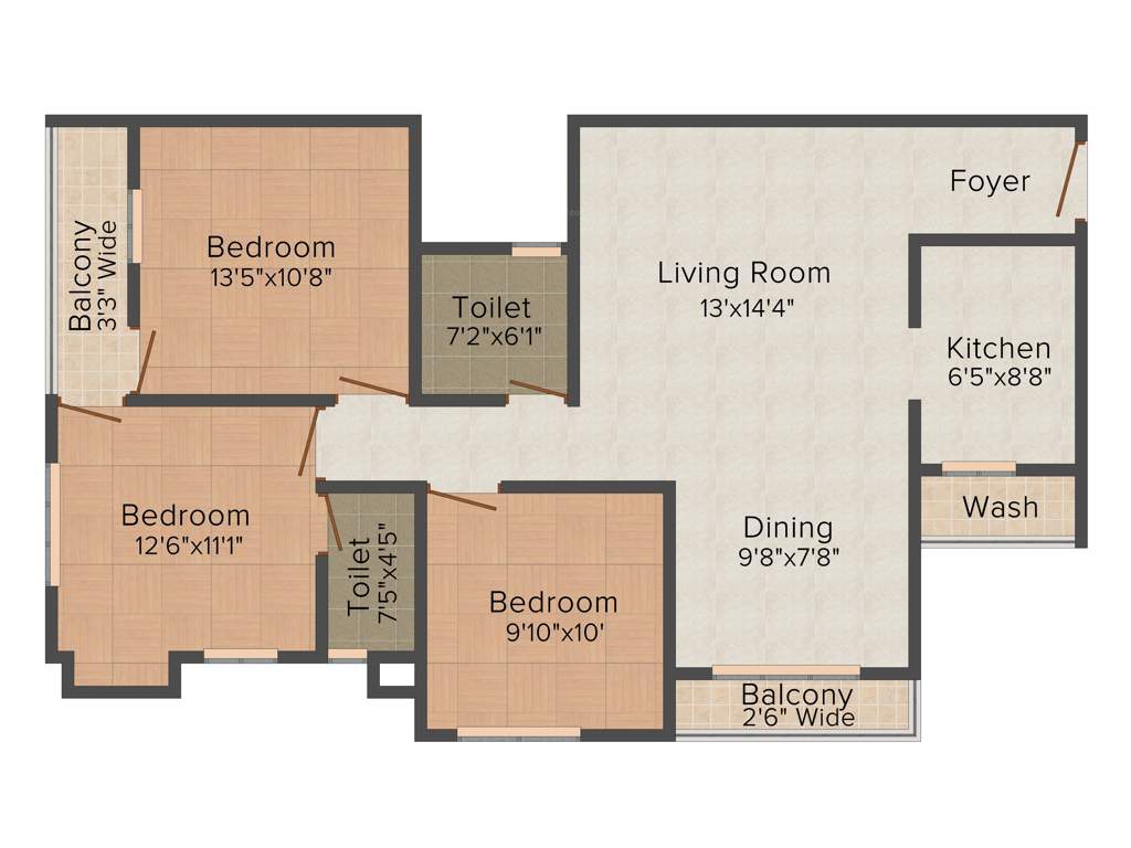 Aspirations Serenity (3BHK+2T (1,369 sq ft) 1369 sq ft)
