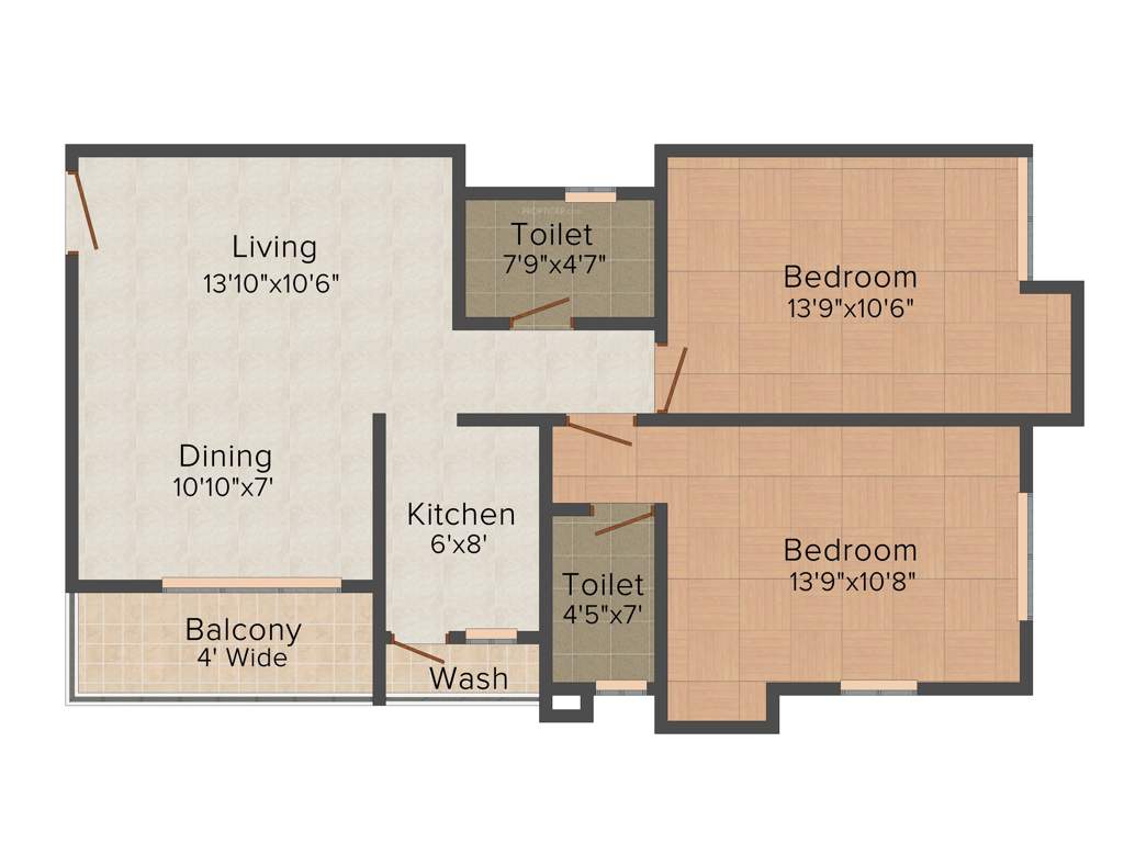 Aspirations Serenity (2BHK+2T (1,100 sq ft) 1100 sq ft)