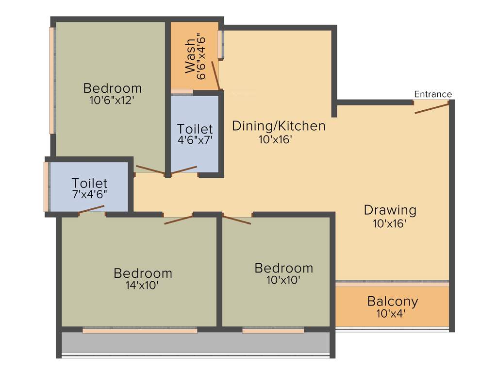 Vyapti Vandemataram Crosswind (3BHK+2T (1,611 sq ft) 1611 sq ft)