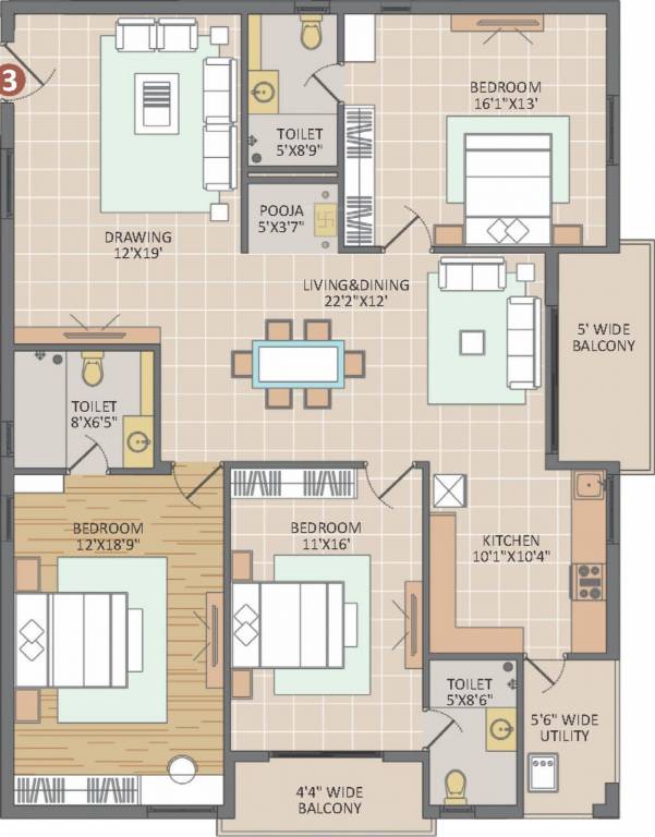 Vamsiram Jyothi Botanica (3BHK+3T (2,090 sq ft) Pooja Room 2090 sq ft) Vamsiram Jyothi Botanica (3BHK+3T (2,090 sq ft) Pooja Room 2090 sq ft)