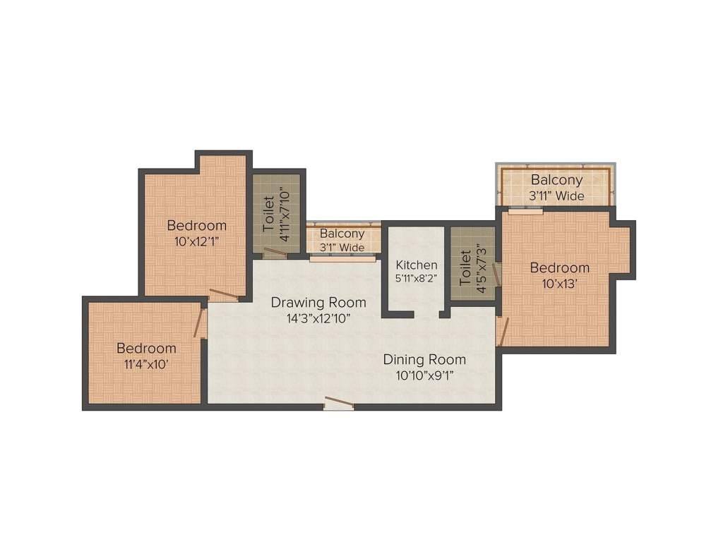 Martin Infraprojects Royal Villa 3BHK+3T (1,322 sq ft)