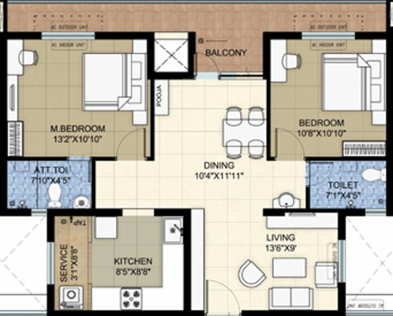 TVS Emerald Green Acres (2BHK+2T (1,131 sq ft) 1131 sq ft)