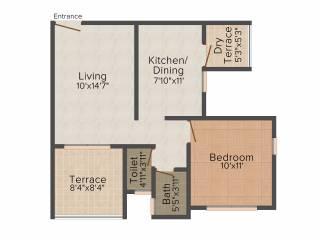 Kumar Palm Dew (1BHK+1T (705 sq ft) 705 sq ft)