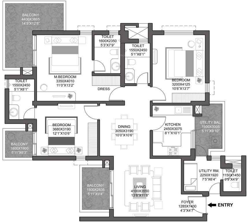 Godrej Signature Homes (3BHK+3T (1,816 sq ft) 1816 sq ft)