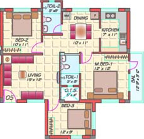 Raba Rockville (3BHK+2T (1,105 sq ft) 1105 sq ft)