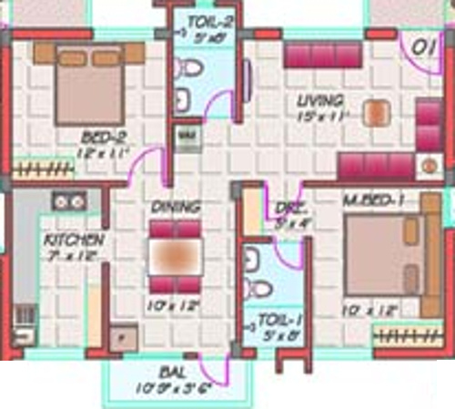 Raba Rockville (2BHK+2T (980 sq ft) 980 sq ft)