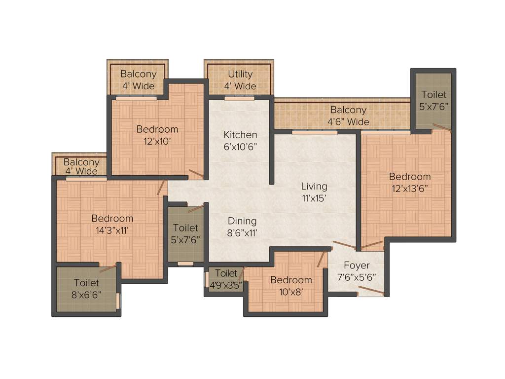 Supercity Mayfair Residency (4BHK+4T (1,890 sq ft) 1890 sq ft)