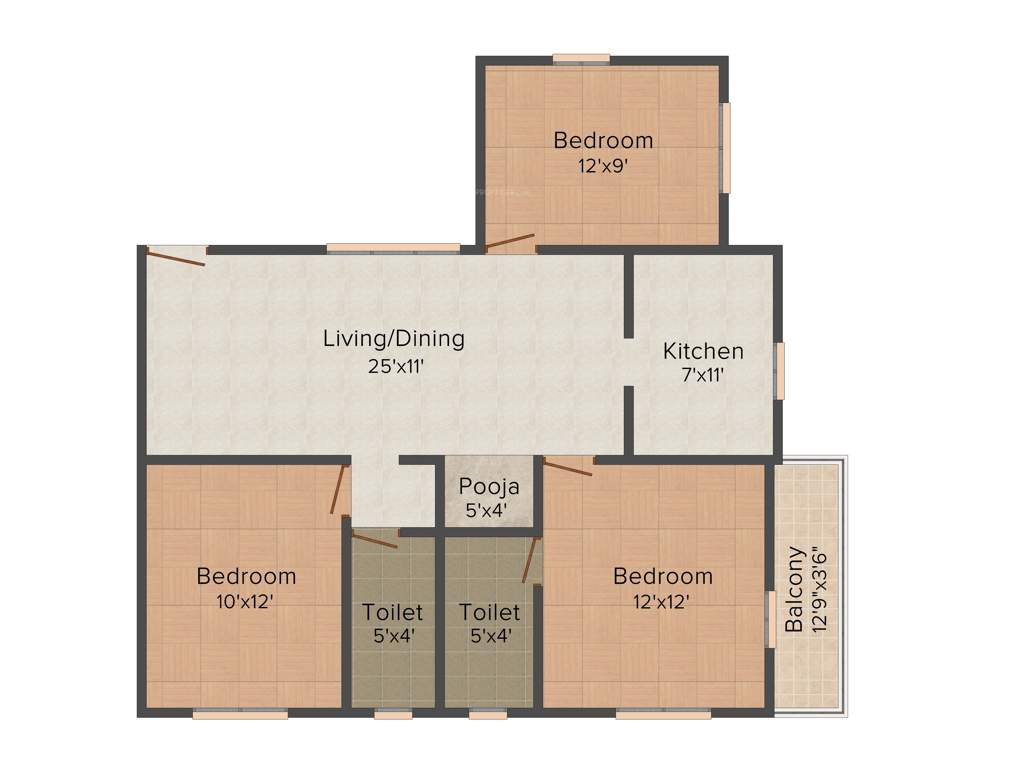 Raba Rockville (3BHK+2T (1,100 sq ft) Pooja Room 1100 sq ft)