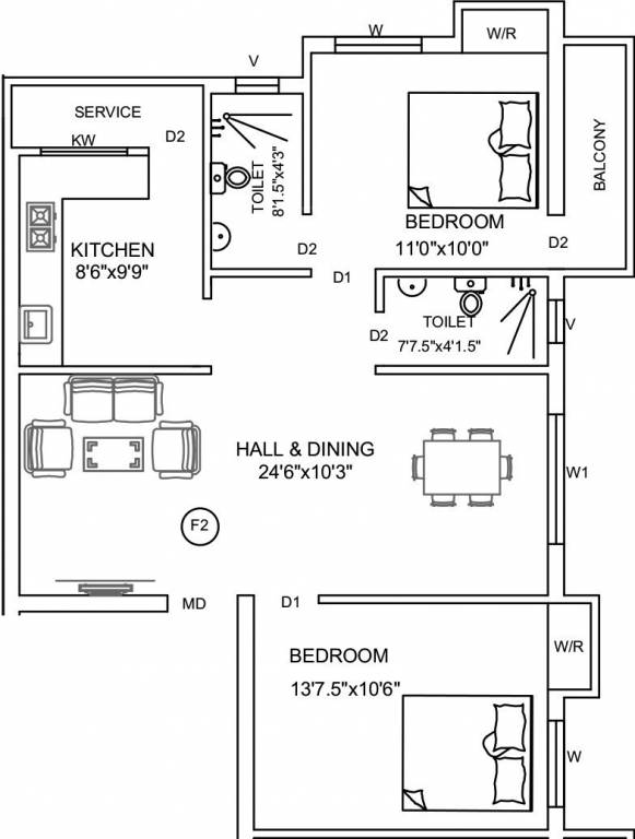 Sree Guru Mithra (2BHK+2T (1,050 sq ft) 1050 sq ft)