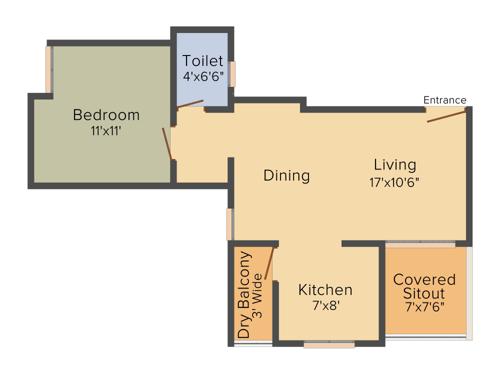 Ranade Mayfair (1BHK+1T (613 sq ft) 613 sq ft)