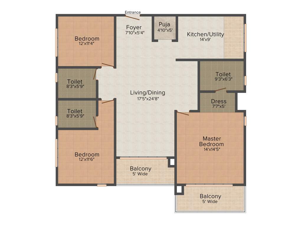 Prestige Ivy League (3BHK+3T (2,051 sq ft) + Pooja Room 2051 sq ft)