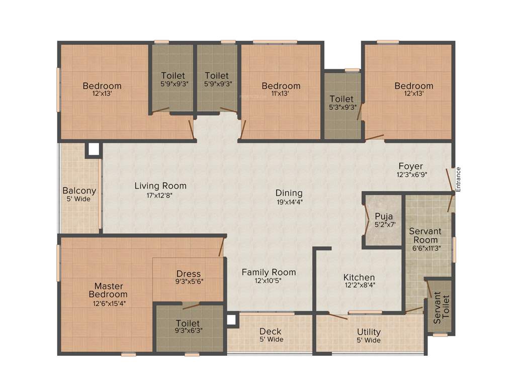 Prestige Ivy League (4BHK+4T (3,044 sq ft) + Servant Room 3044 sq ft)