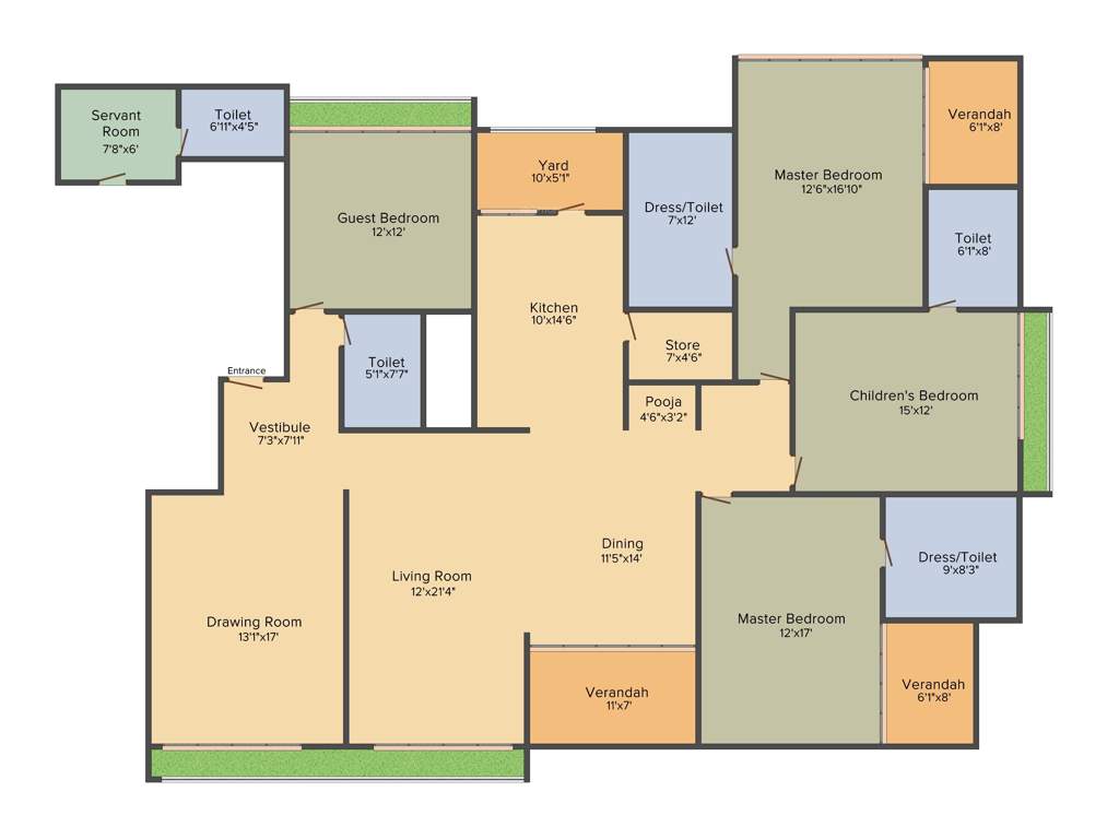 Sheetal Aqua (4BHK+4T (4,122 sq ft) + Servant Room 4122 sq ft)