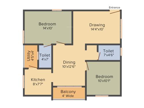 Lakshmi Prestige (2BHK+2T (1,018 sq ft) 1018 sq ft)
