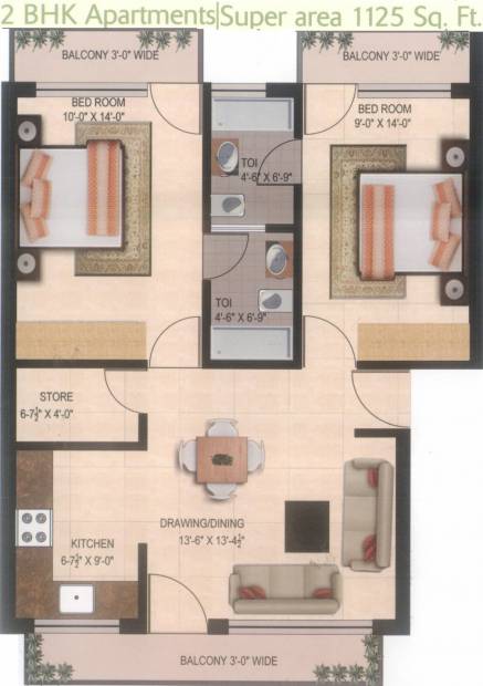 Land Homes (2BHK+2T (1,125 sq ft) 1125 sq ft)