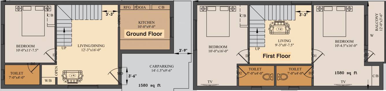MS Sunny Villas (3BHK+3T (1,580 sq ft) + Pooja Room 1580 sq ft) MS Sunny Villas (3BHK+3T (1,580 sq ft) + Pooja Room 1580 sq ft)