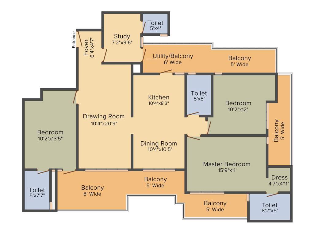 Shantiniketan Prakriti (3BHK+3T (1,950 sq ft) + Servant Room 1950 sq ft)