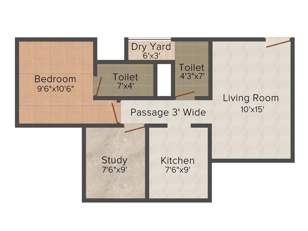 Rosa Gardenia (1BHK+2T (770 sq ft)   Study Room 770 sq ft)