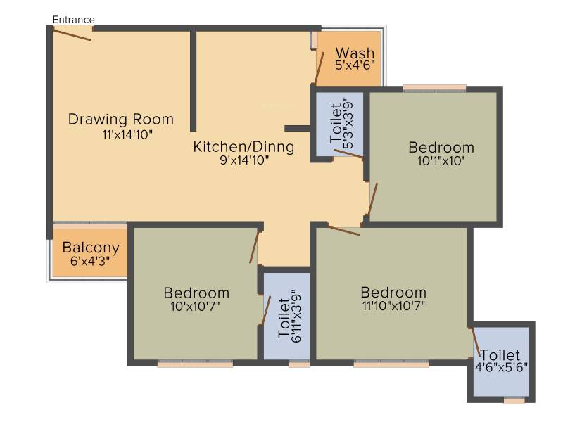 Myco Akibah Heights (3BHK+3T (1,350 sq ft) 1350 sq ft)