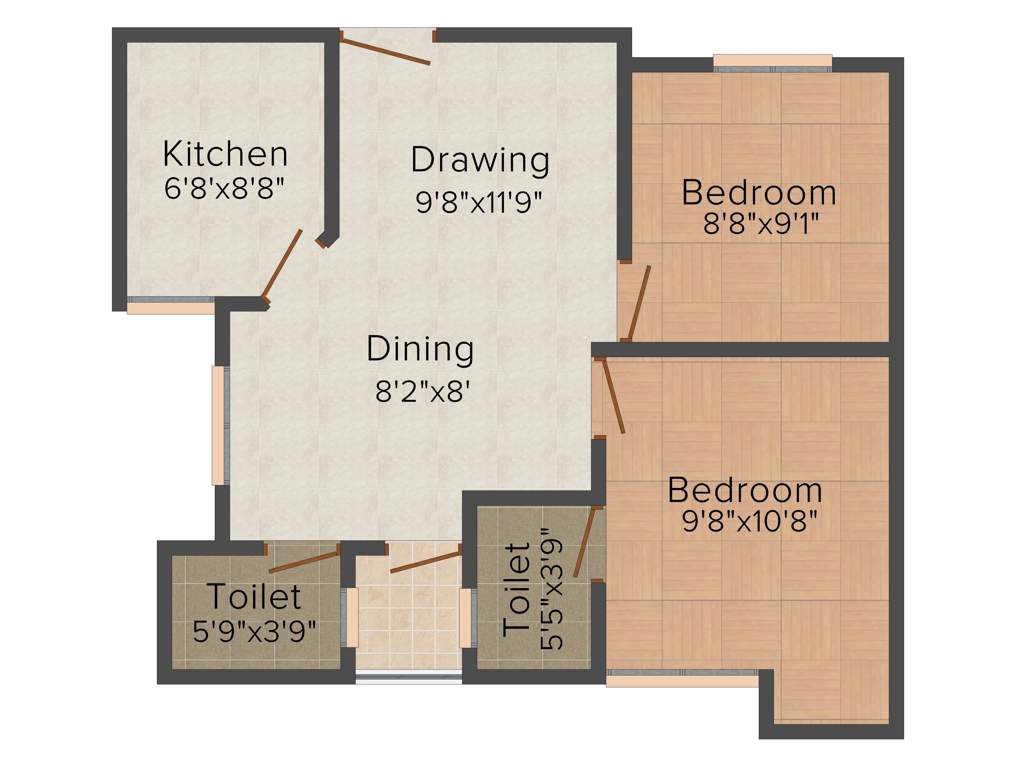 Galaxy Carlton (2BHK+2T (719 sq ft) 719 sq ft)