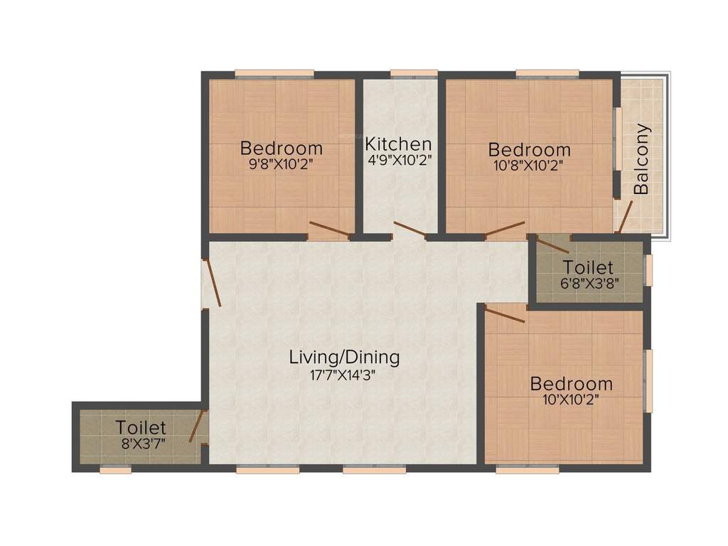 Bengal Abasan Urban Sabujayan (3BHK+2T (1,466 sq ft) 1466 sq ft)